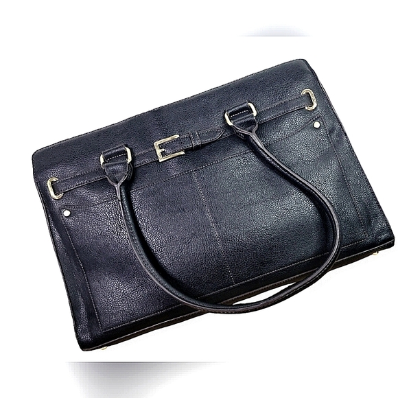 Liz Claiborne Black Laptop Bag Briefcasw with Structured Pebbled Design - Picture 2 of 16